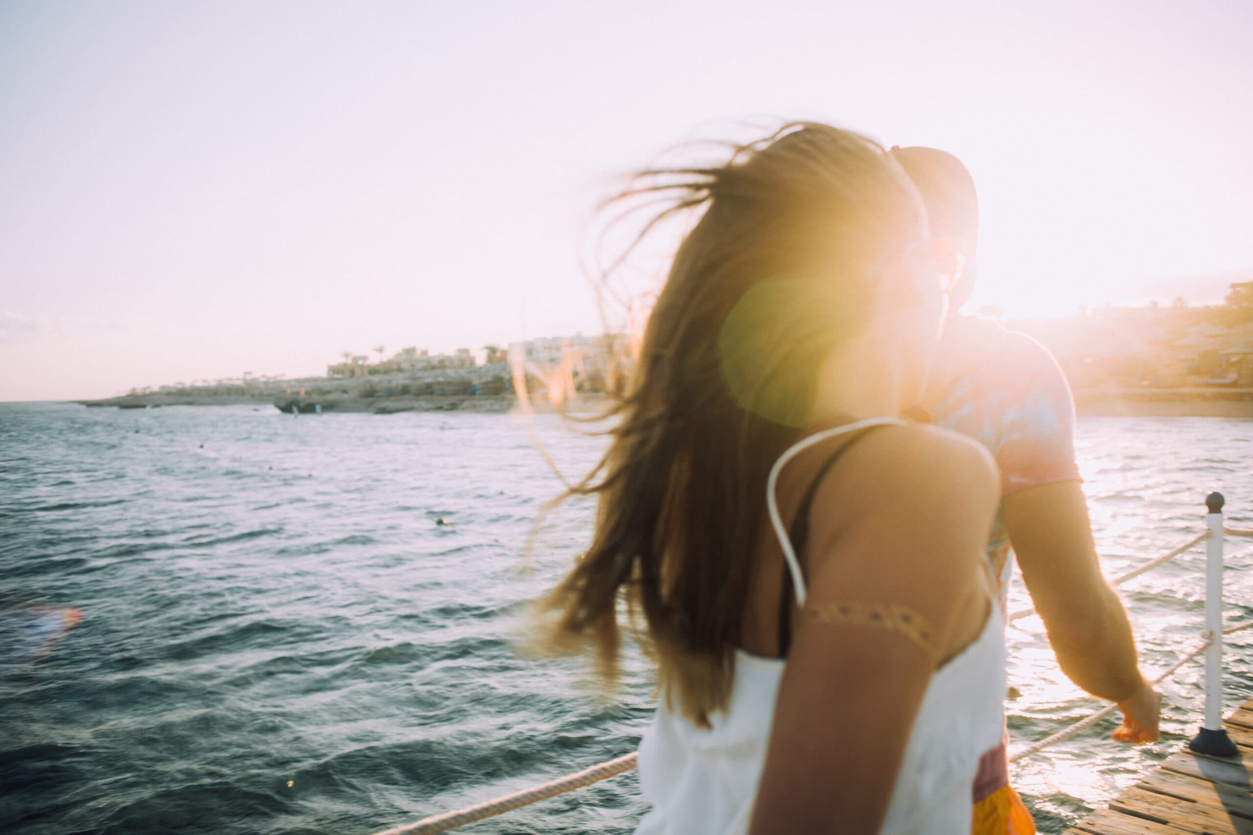 Woman running in sunlight