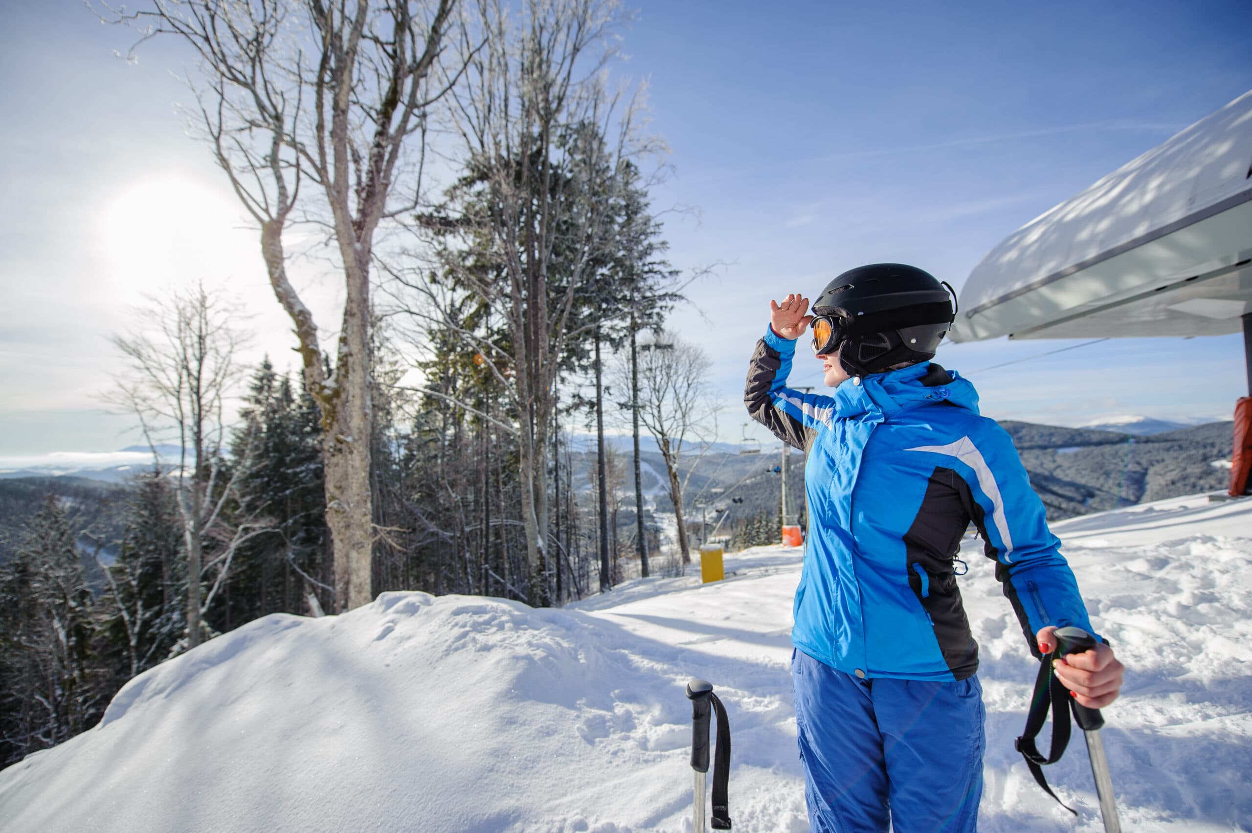 Skier in the sun