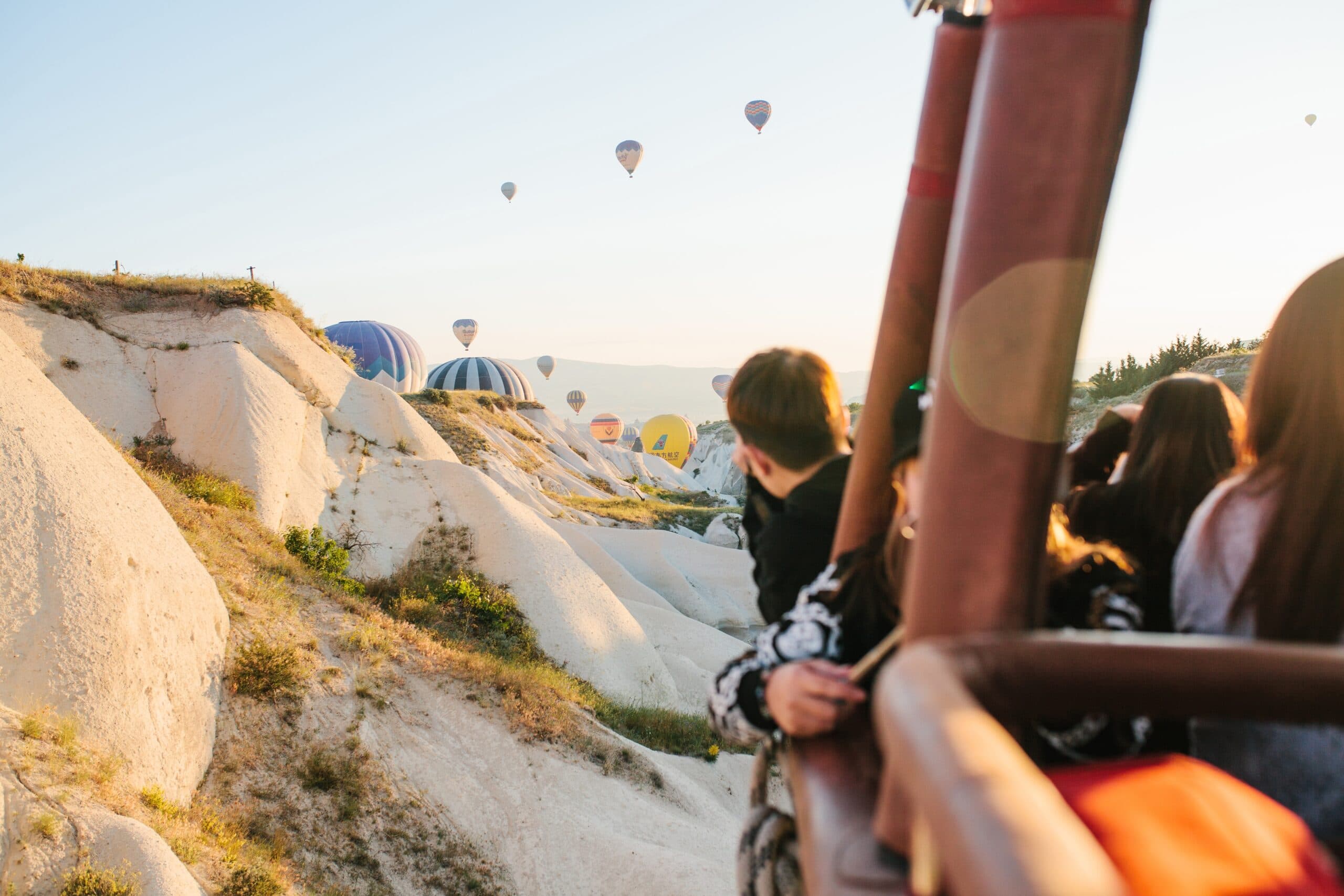 Tourists in hot air balloon